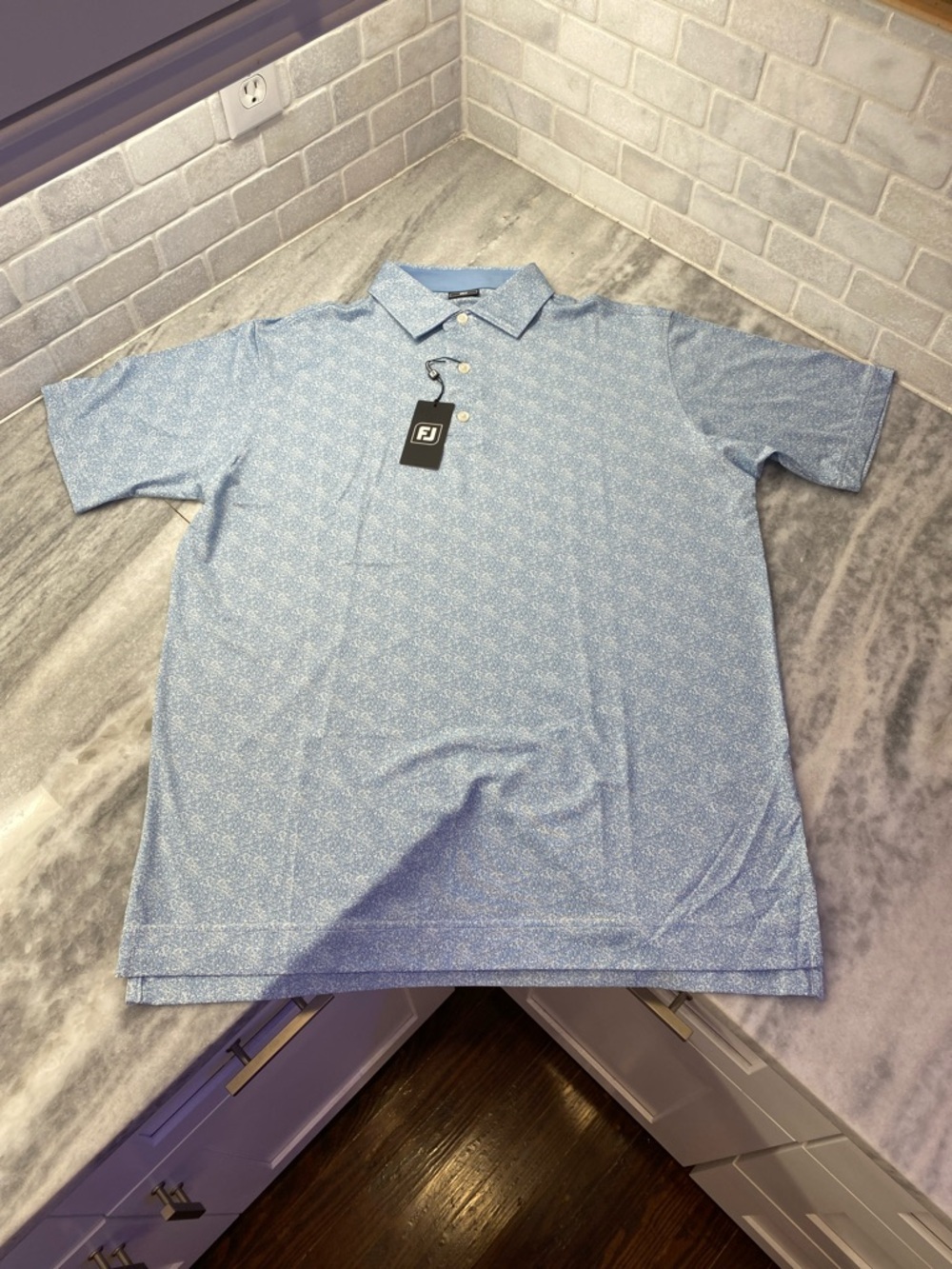 FootJoy Light Blue Micro-Print Golf Polo
